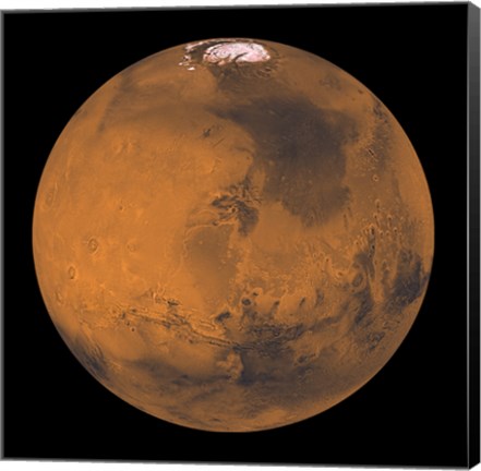 Framed Global Color View of Mars Print