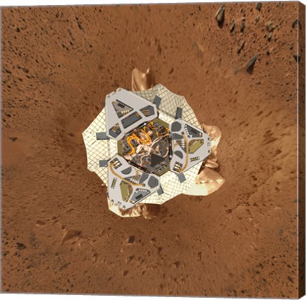 Framed Spirit&#39;s Lander at Gusev Crater from an Overhead View Print