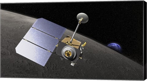 Framed Artist&#39;s concept of the Lunar Reconnaissance Orbiter Print