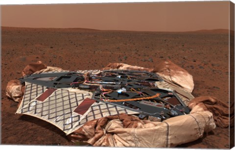 Framed Rover&#39;s Landing Site, the Columbia Memorial Station, at Gusev Crater, Mars Print