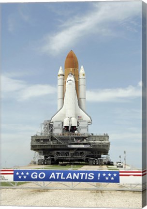 Framed Space Shuttle Atlantis Approaches the Top of Launch Pad 39A at Kennedy Space Center Print