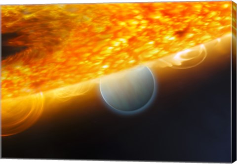 Framed Artist&#39;s Impression of a Jupiter-Size Extrasolar Planet Being Eclipsed by its Parent Star Print