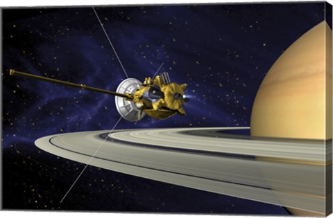 Framed Artists Concept of Cassini during the Saturn Orbit Insertion Maneuver Print