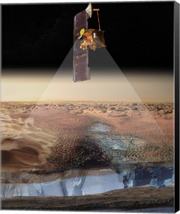 Framed Artist&#39;s View of Odyssey Detecting Ice Print