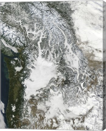 Framed Fog and Snow in the Pacific Northwest (True Color) Print