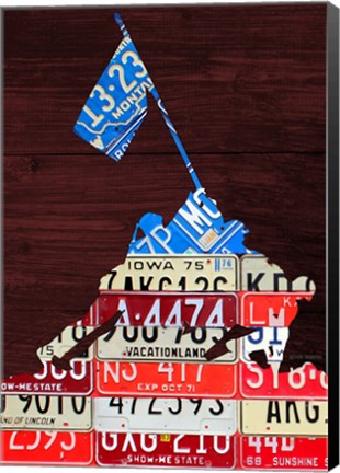 Framed Iwojima License Plate Print