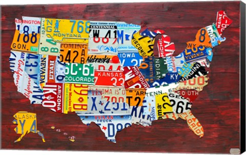 Framed USA Map I Print