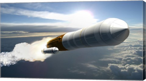 Framed Artist&#39;s Concept of a Cargo Launch Vehicle Blast Off Print