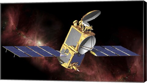 Framed Artist&#39;s Concept of the Ocean Surface Topography Mission/Jason-2 Spacecraft in Space Print