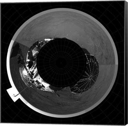 Framed Polar Projection of Mars Print