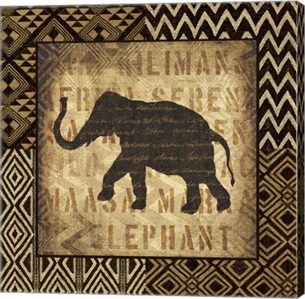 Framed African Wild Elephant Border Print