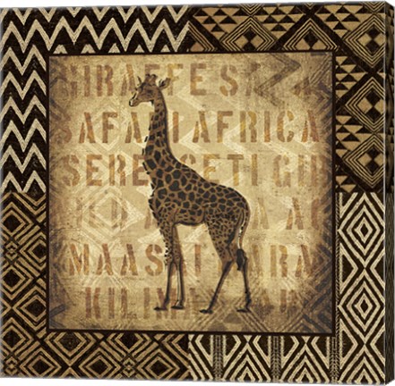 Framed African Wild Giraffe Border Print