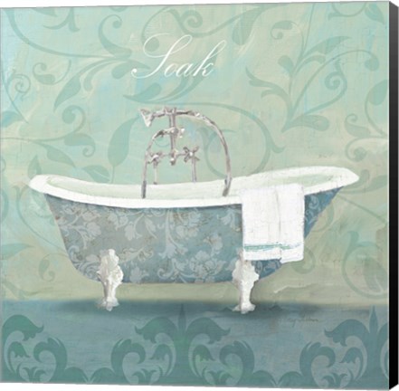 Framed Damask Bath Tub Print