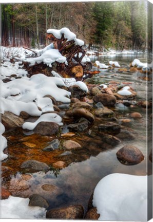 Framed Merced River Rocks, Yosemite, California Print