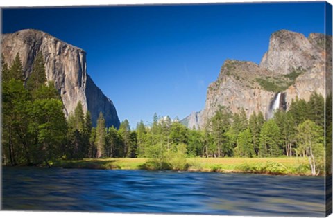 Framed Valley view with El Capitan, Cathedral Rocks, Bridalveil Falls, and Merced River Yosemite NP, CA Print