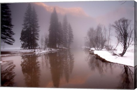 Framed Valley mist, Yosemite, California Print