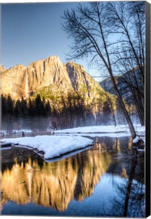 Framed Yosemite Falls reflection in Merced River, Yosemite, California Print