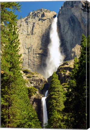 Framed Upper and Lower Yosemite Falls, Merced River, Yosemite NP, California Print