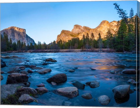 Framed Rocks in The Merced River in the Yosemite Valley Print