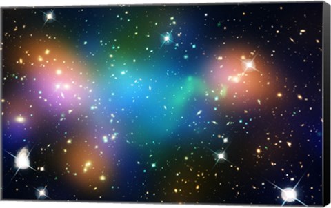 Framed Galaxy Cluster Abell 520 (HST-CFHT-CXO Composite) Print