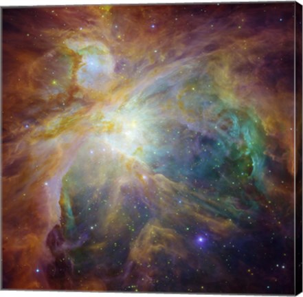 Framed Spitzer and Hubble Create Colorful Masterpiece Print