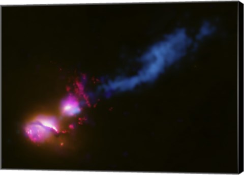 Framed Powerful Jet from a Supermassive Black Hole is Blasting a nearby Galaxy Print