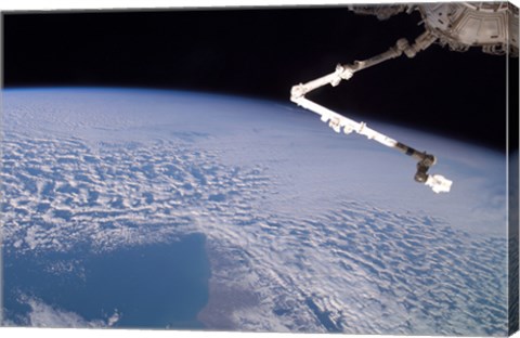 Framed Robotic Canadarm2 above Earth Print