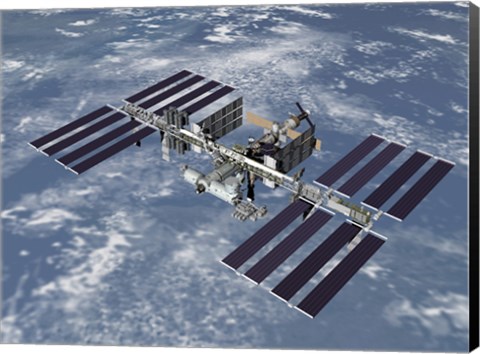 Framed Computer Generated View of the International Space Station Print