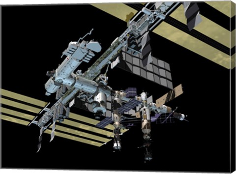Framed Different Angle of Computer Generated view of the International Space Station Print
