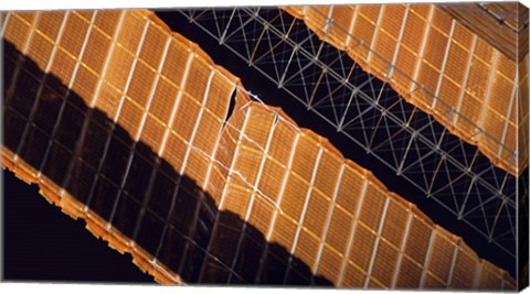 Framed Close-up View of the Repaired Solar Array on the International Space Station Print