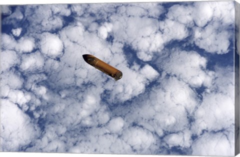 Framed Space Shuttles External Fuel Tank Falls Toward Earths Atmosphere Print