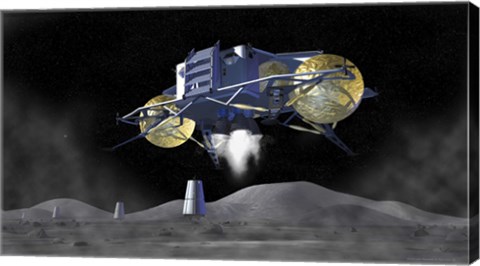 Framed Artist&#39;s Rendering of Astronauts Exploring Print