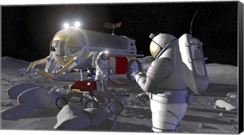 Framed Artist&#39;s Rendering of Future Space Exploration Missions Print