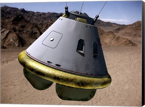 Framed Concept of a Crew Exploration Vehicle as it Lands on Earth Print