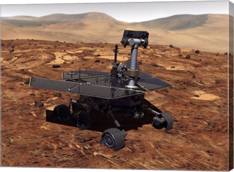 Framed Artists Rendition of Mars Rover Print