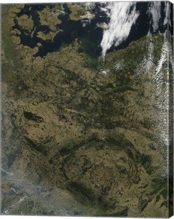 Framed Satellite view of North Central Europe Print
