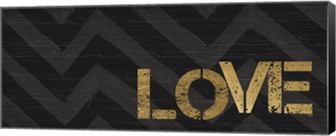Framed Chevron Sentiments Black/Gold Panel III Print