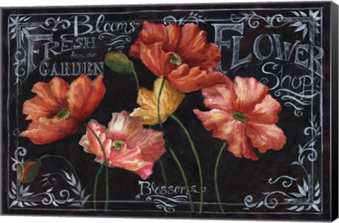 Framed Flowers in Bloom Chalkboard Landscape Print