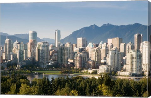 Framed Skyline of Vancouver, British Columbia, Canada Print