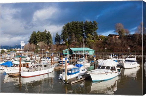 Framed Port Alberni, Harbor Quay Marina, Vancouver Island, British Columbia, Canada Print