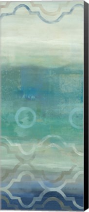 Framed Abstract Waves Blue/Gray Panel I Print