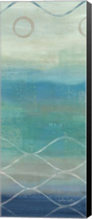 Framed Abstract Waves Blue/Gray Panel II Print