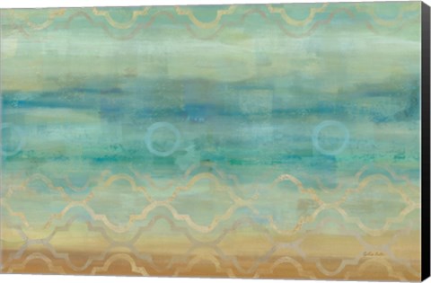 Framed Abstract Waves Blue Print