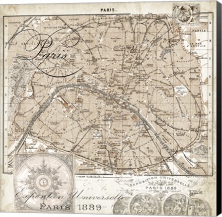 Framed Euro Map I - Paris Print