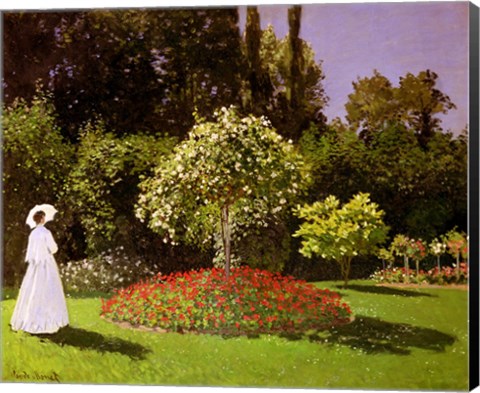 Framed Jeanne Marie Lecadre in the Garden, 1866 Print