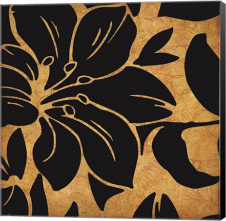 Framed Black and Gold Flora 1 Print