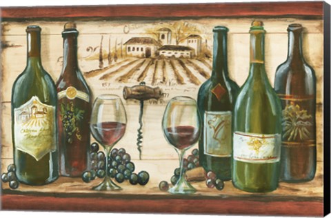 Framed Wooden Wine Landscape Print