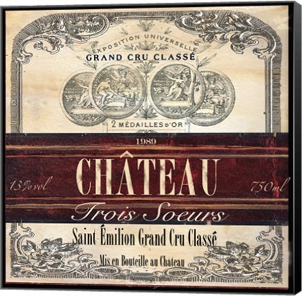 Framed Grand Vin Wine Label II Print