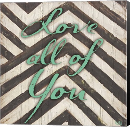 Framed Chevron Sentiments Teal I Print