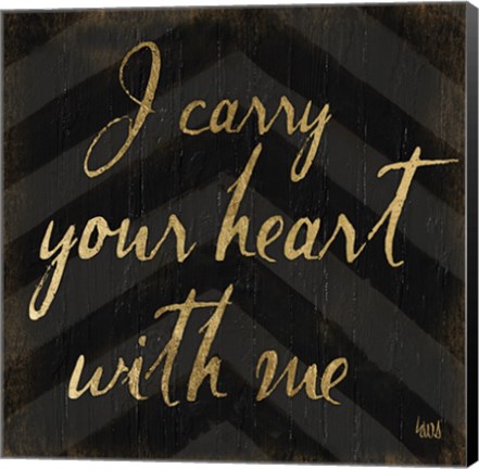 Framed Chevron Sentiments Black/Gold I Print